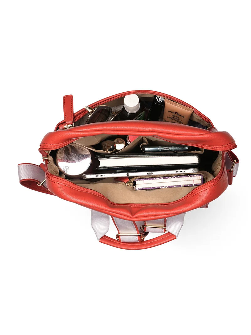 globus  Globus Women Red Vegan Leather Textured Medium Backpack With Up To 13 Inch Laptop Size  | Best Price UAE